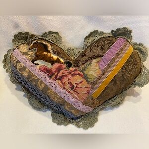 Heart-Shaped Cotton brocade horse Pillow